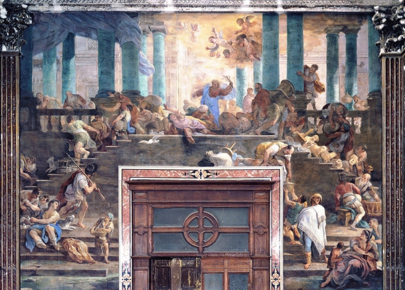 Luca Giordano, Cacciata dei Mercanti dal Tempio - Chiesa dei Girolamini di Napoli