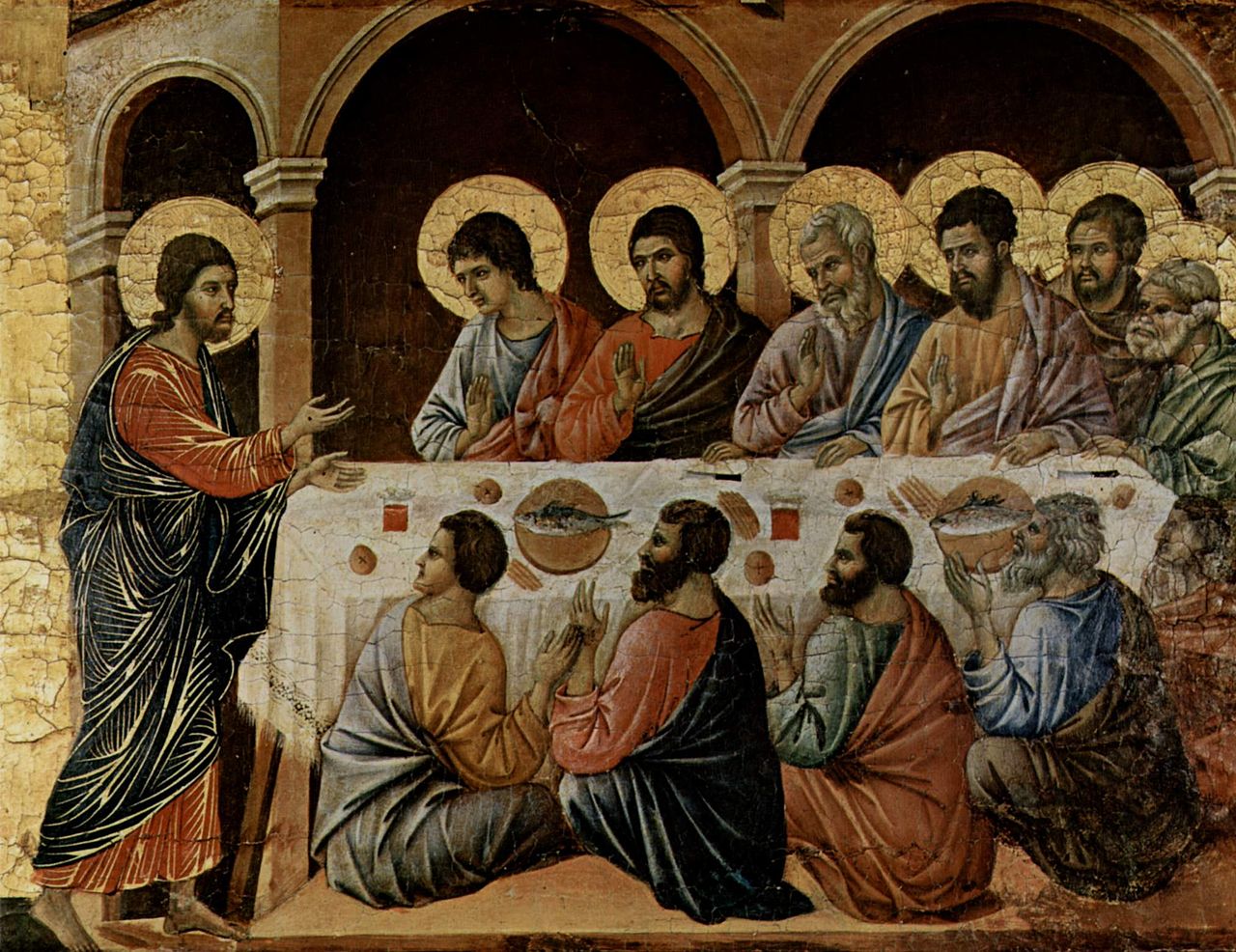 Duccio di Buoninsegna, L'Apparizione di Cristo durante la cena degli apostoli, Museo dell'Opera del Duomo - Siena
