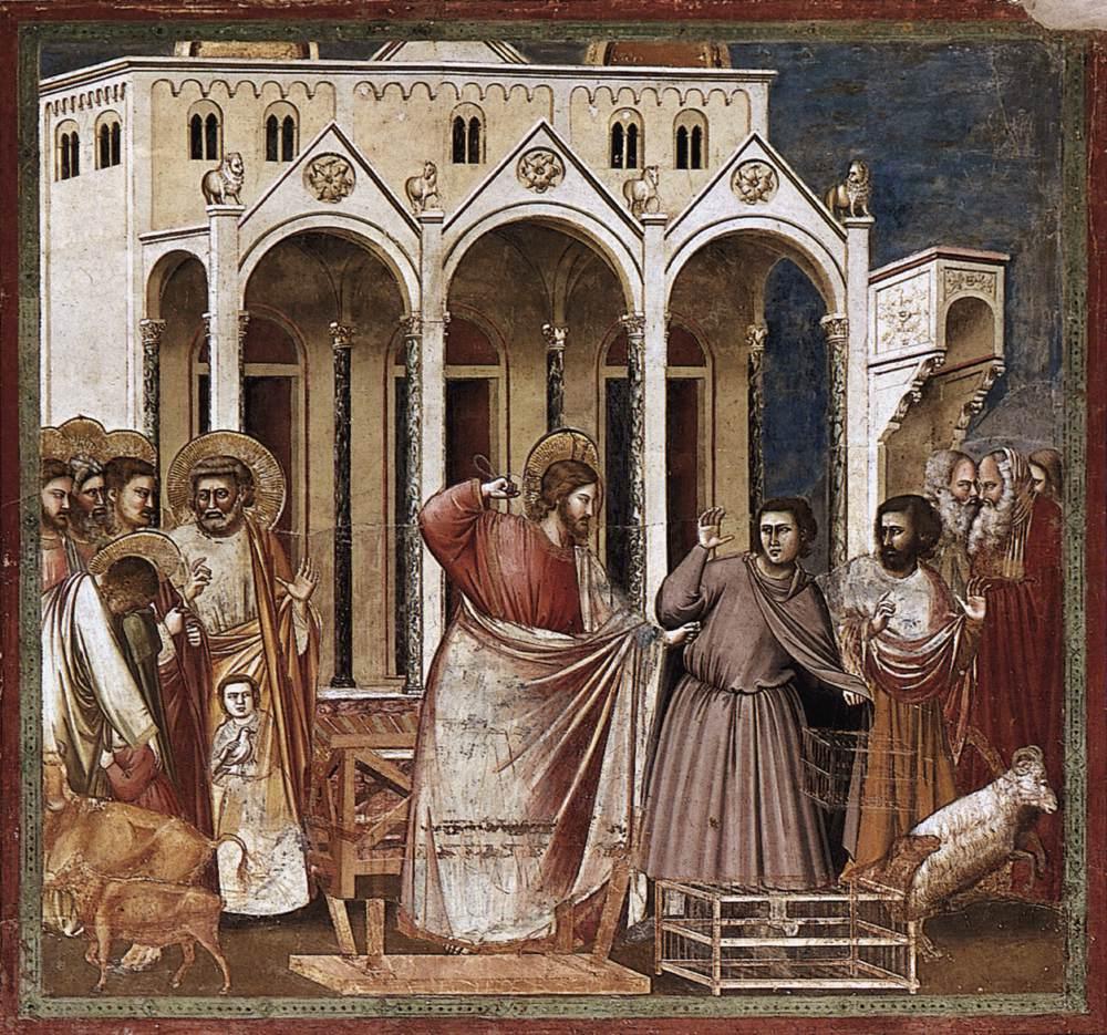 Giotto, Cacciata dei mercanti dal Tempio, Cappella degli Scrovegni - Padova