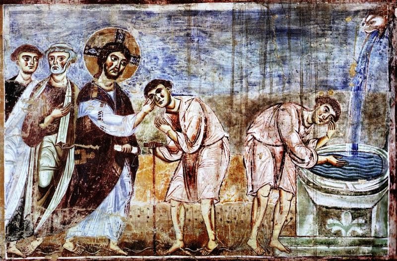Sant'Angelo in Formis (CE), Guarigione del cieco nato, affresco, 1070